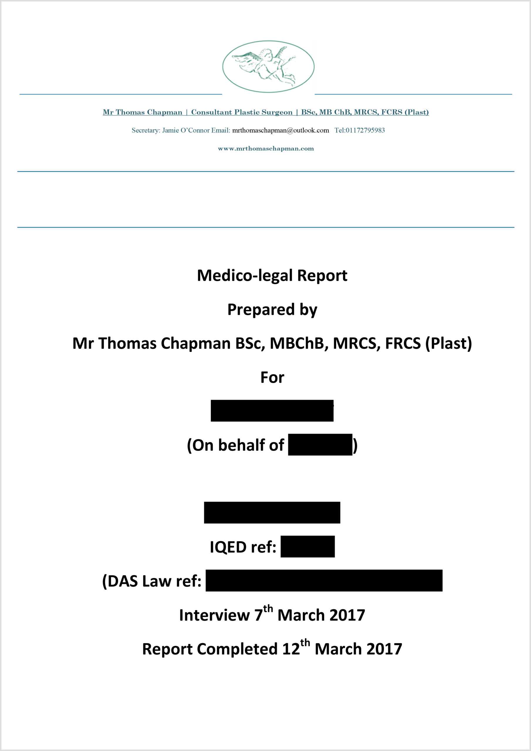 Medicolegal Reporting – Mr Thomas Chapman In Medical Legal Report Template