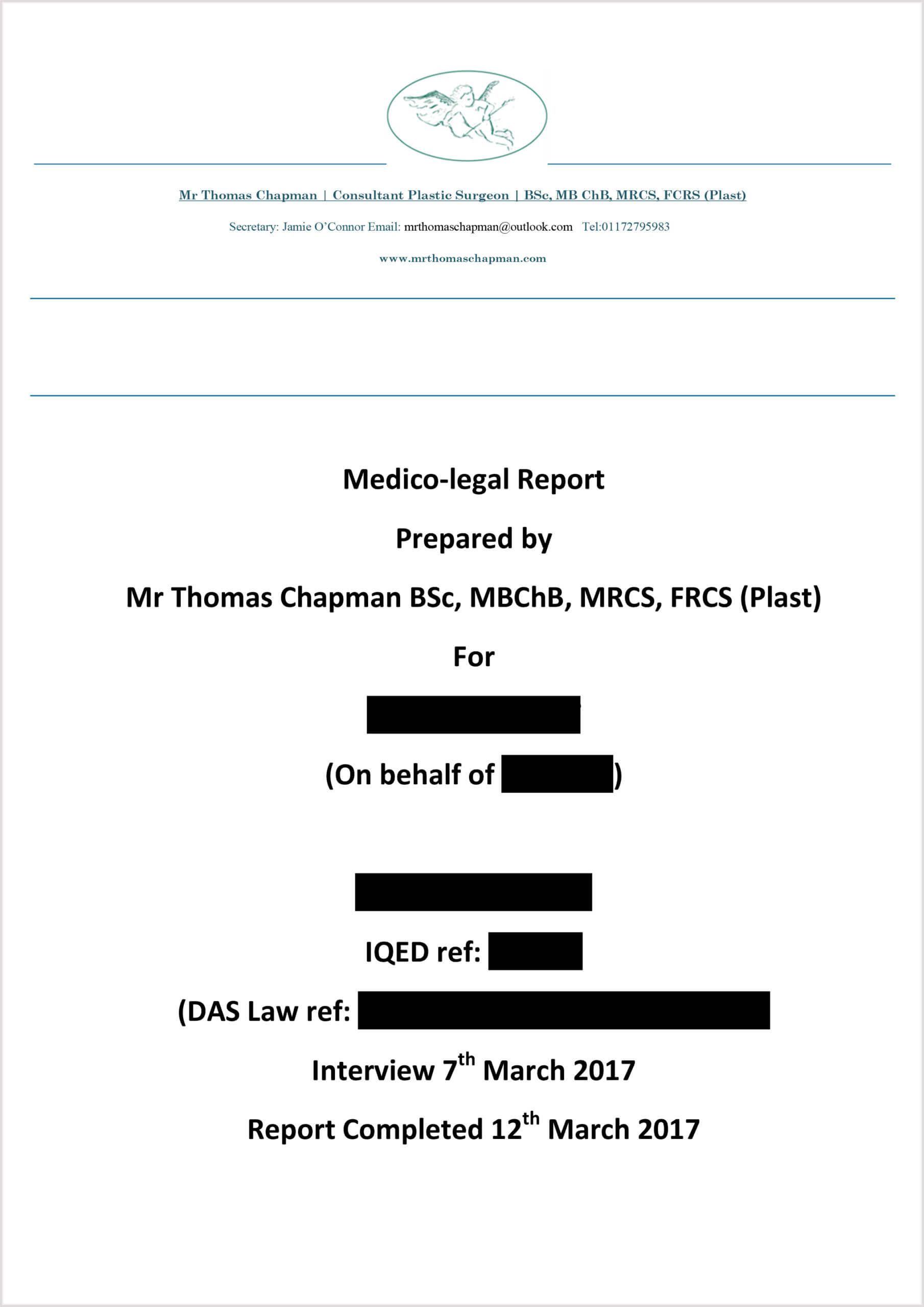 Medicolegal Reporting – Mr Thomas Chapman Within Expert Witness Report Template
