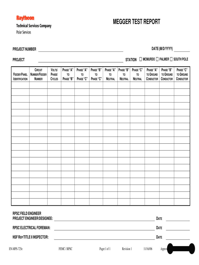 Meggaer Test Report Form Download – Fill Online, Printable Throughout Megger Test Report Template