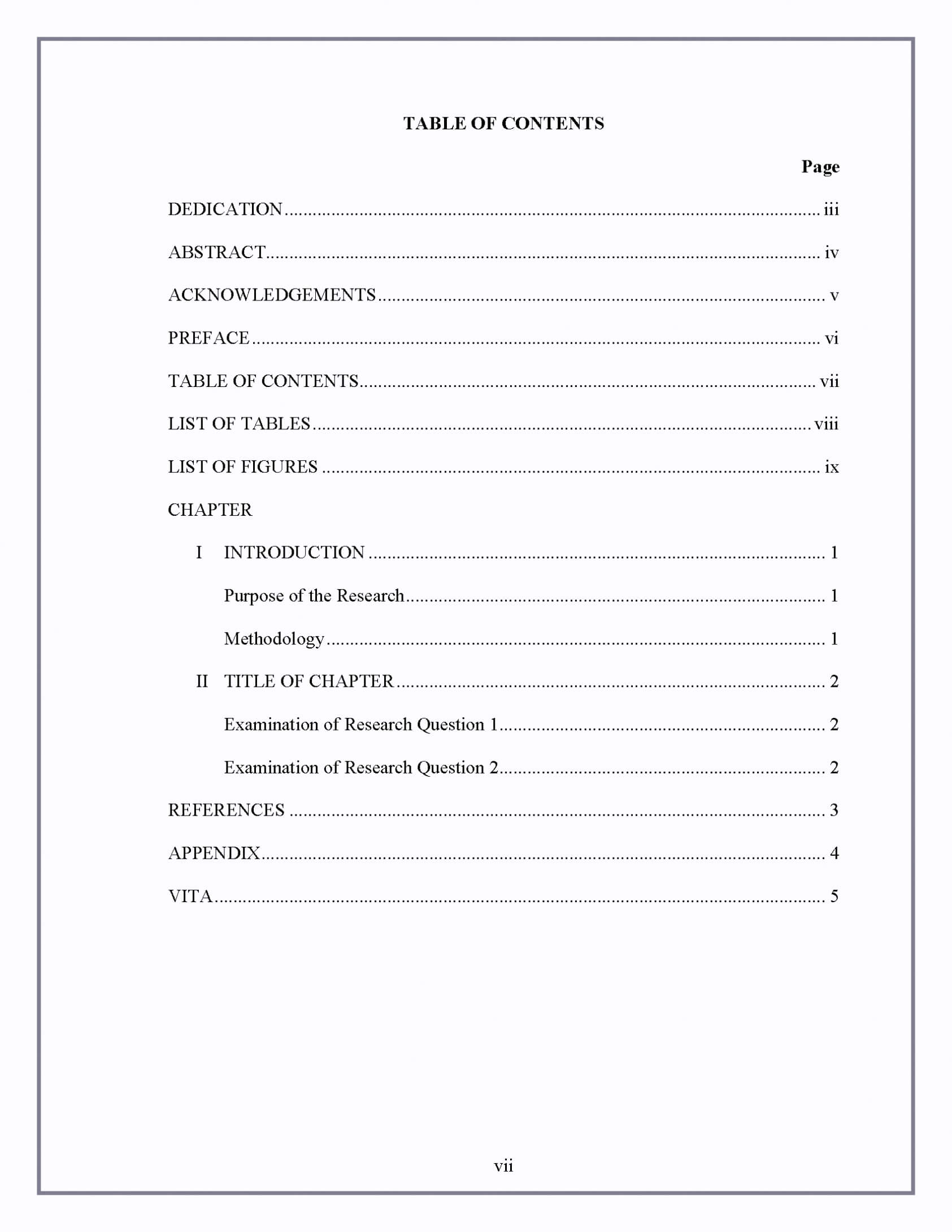 Microsoft Word Table Of Contents Template Blank Regarding Blank Table Of Contents Template