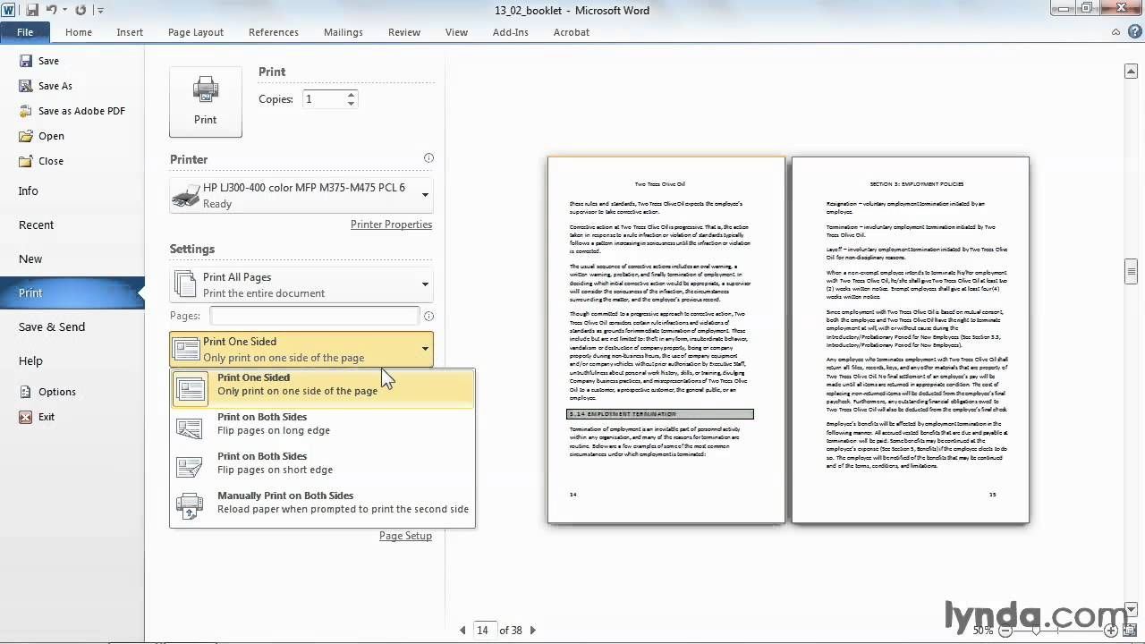 Microsoft Word Tutorial: How To Print A Booklet | Lynda For Booklet Template Microsoft Word 2007