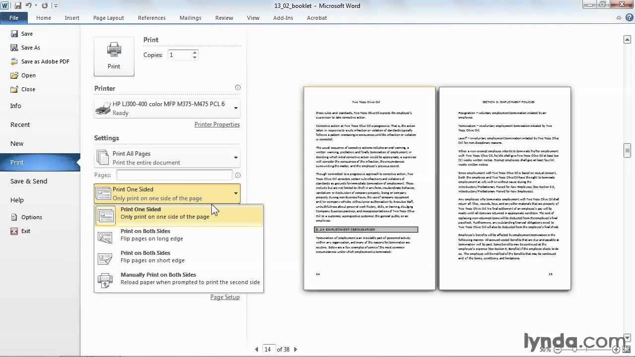 Microsoft Word Tutorial: How To Print A Booklet | Lynda For Booklet Template Microsoft Word 2007