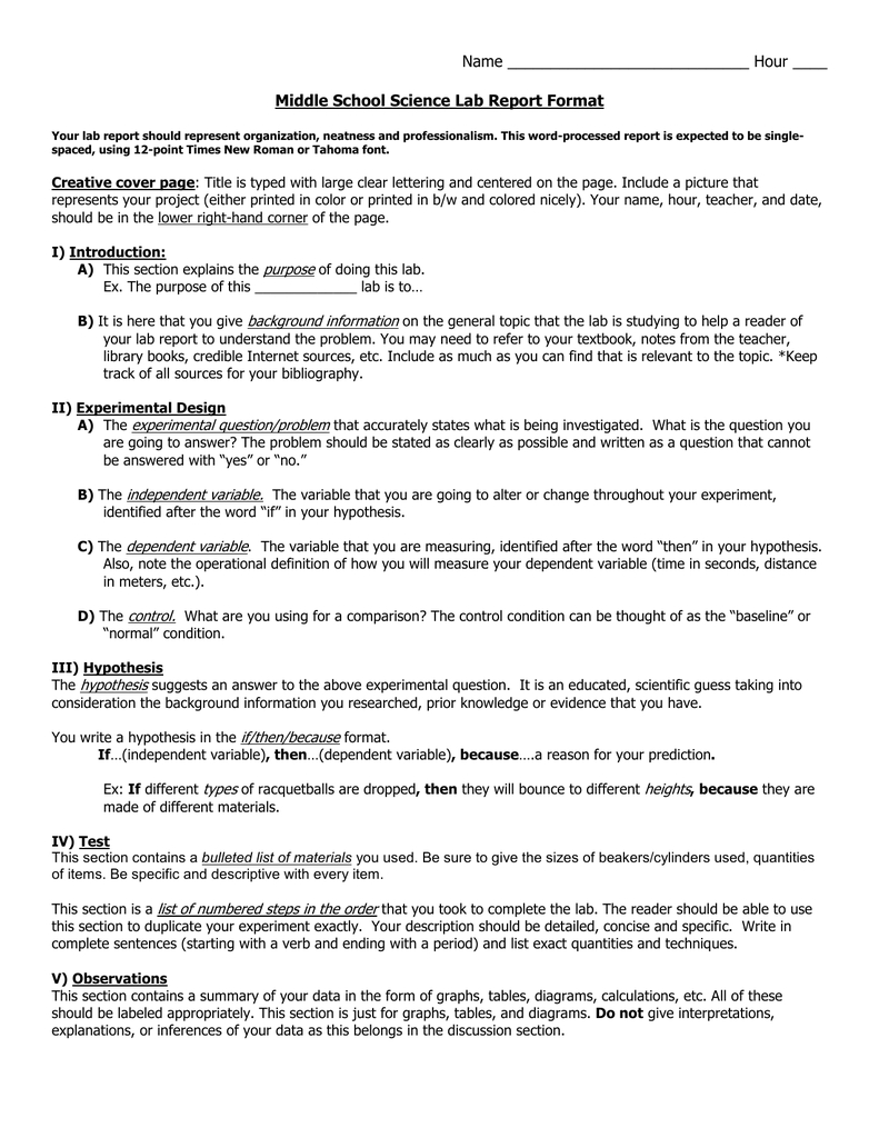 Middle School Science Lab Report Format Intended For Science Inside Focus Group Discussion Report Template