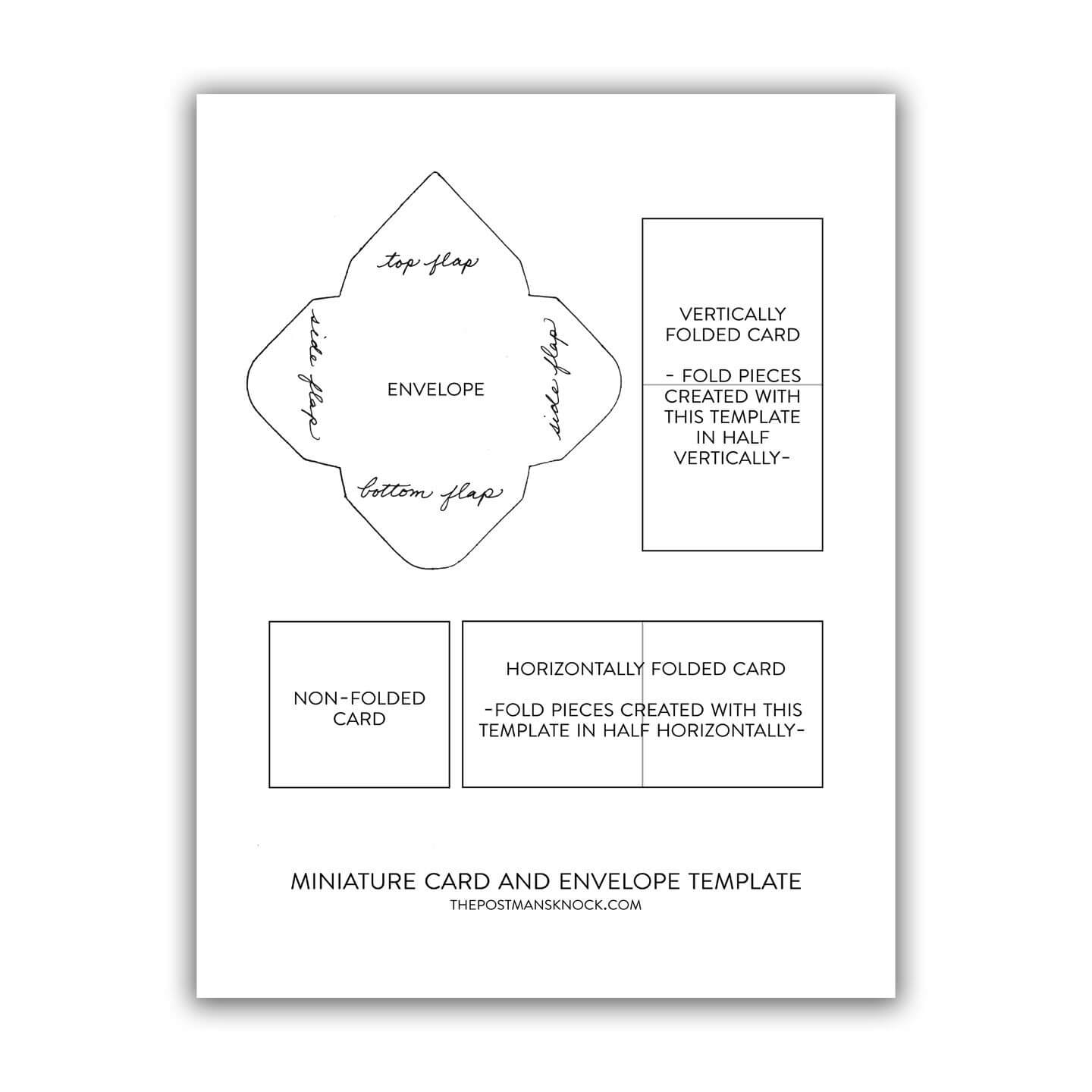 Miniature Card + Envelope Printable Template | Card Inside Envelope Templates For Card Making