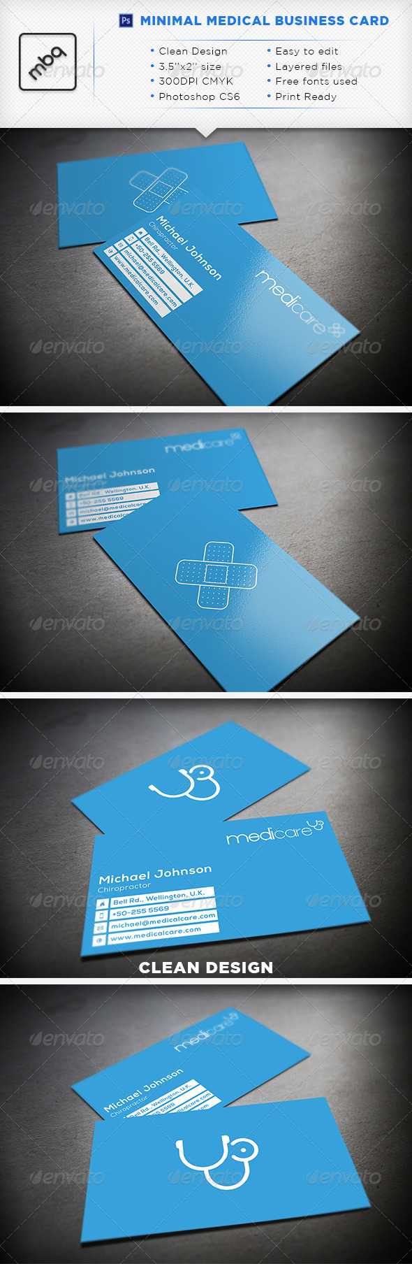 Minimal Medical Business Card. #graphicriver Minimal Medical For Medical Business Cards Templates Free