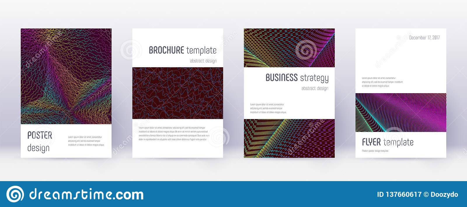 Minimalistic Brochure Design Template Set. Rainbow Stock For Wine Brochure Template