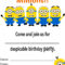 Minion Birthday Invitations : Minion Birthday Invitations In Minion Card Template