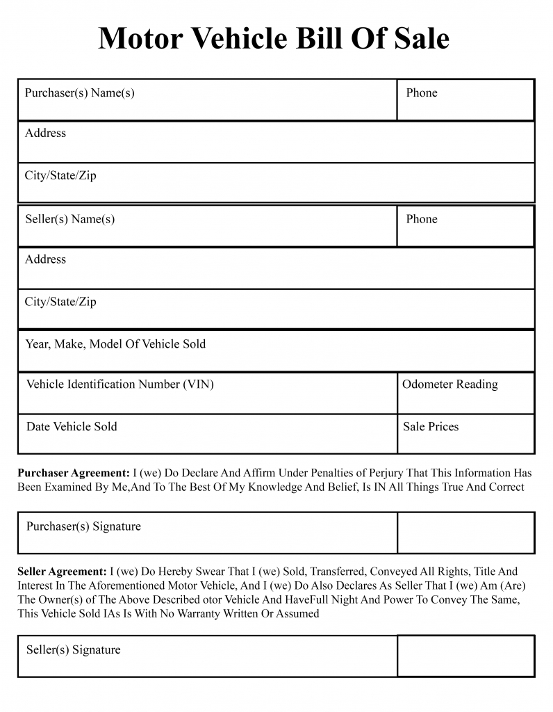 Minnesota Bill Of Sale Form For Dmv, Car, Boat – Pdf & Word Inside Car Bill Of Sale Word Template