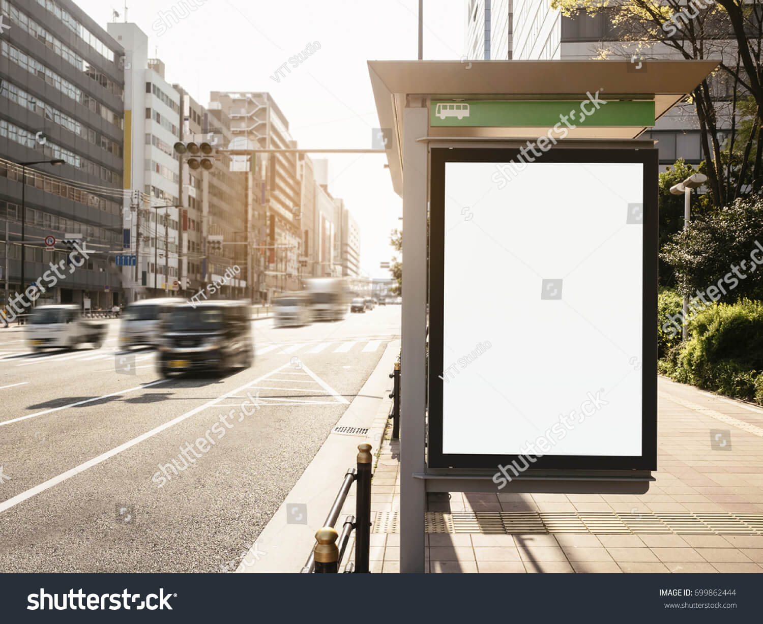 Mock Banner Template Bus Shelter Media Stock Photo (Edit Now Throughout Street Banner Template