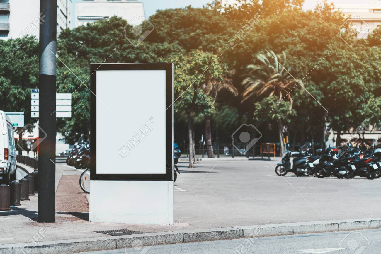 Mockup Of The Blank Information Poster In Urban Settings; An.. Regarding Street Banner Template