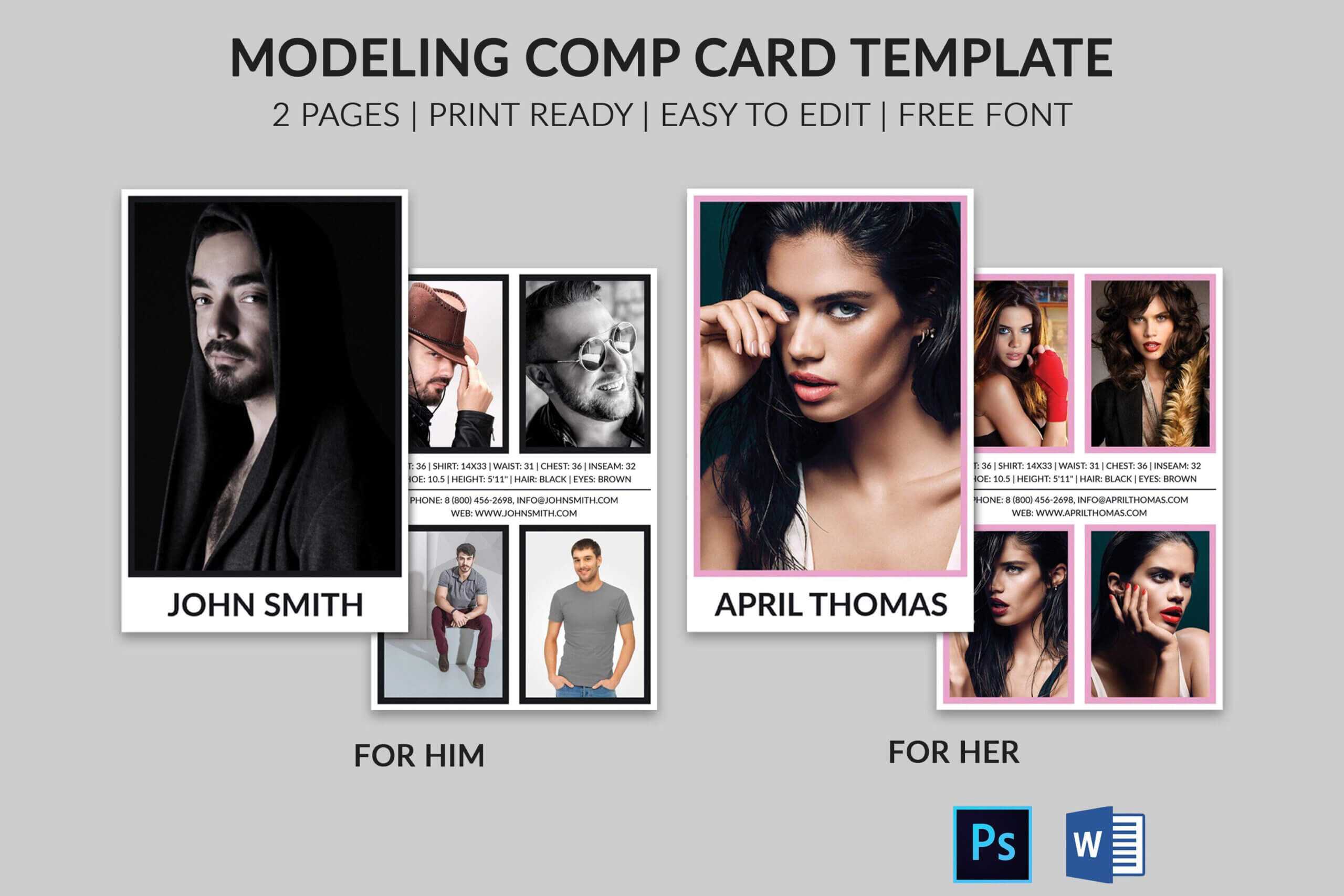 Modeling Comp Card | Model Agency Zed Card | Photoshop & Ms With Free Zed Card Template