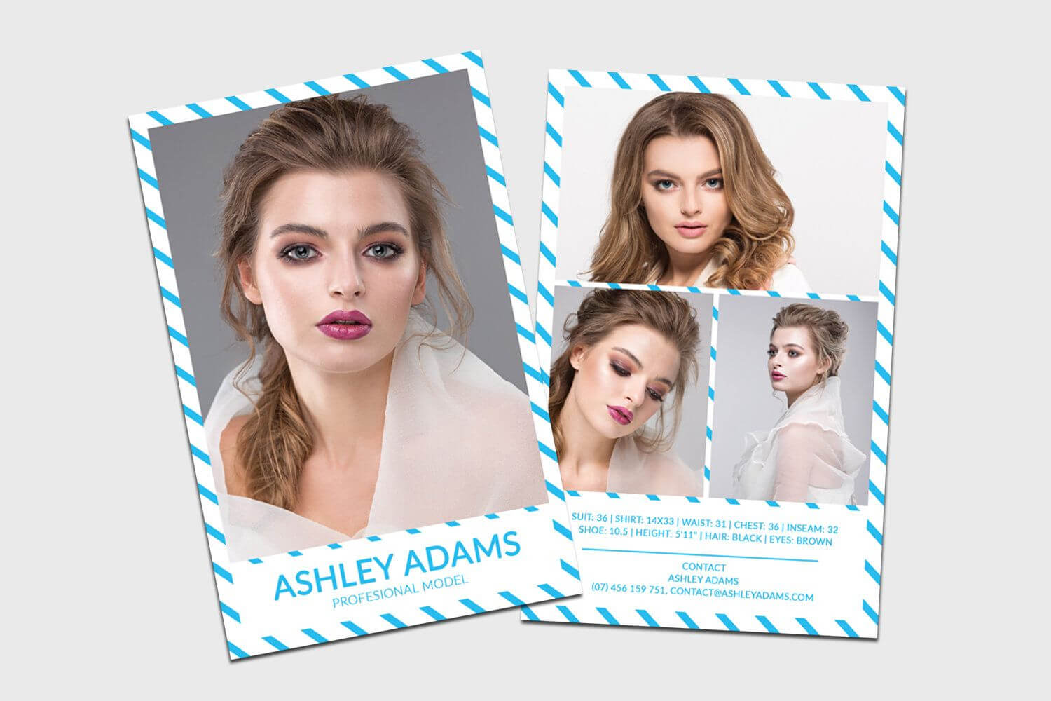 Modeling Comp Card | Model Agency Zed Card | Photoshop Within Zed Card Template