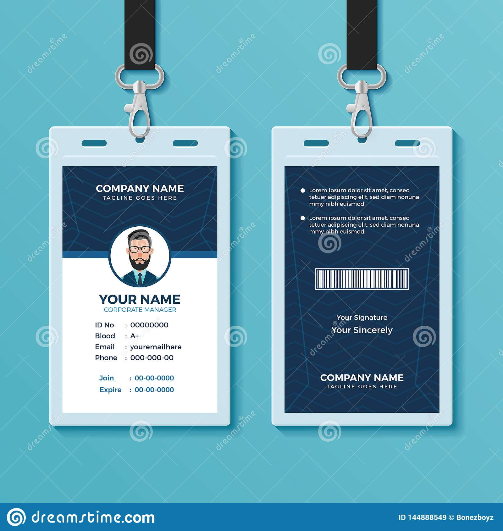 Modern And Clean Id Card Design Template Stock Vector Inside Conference Id Card Template