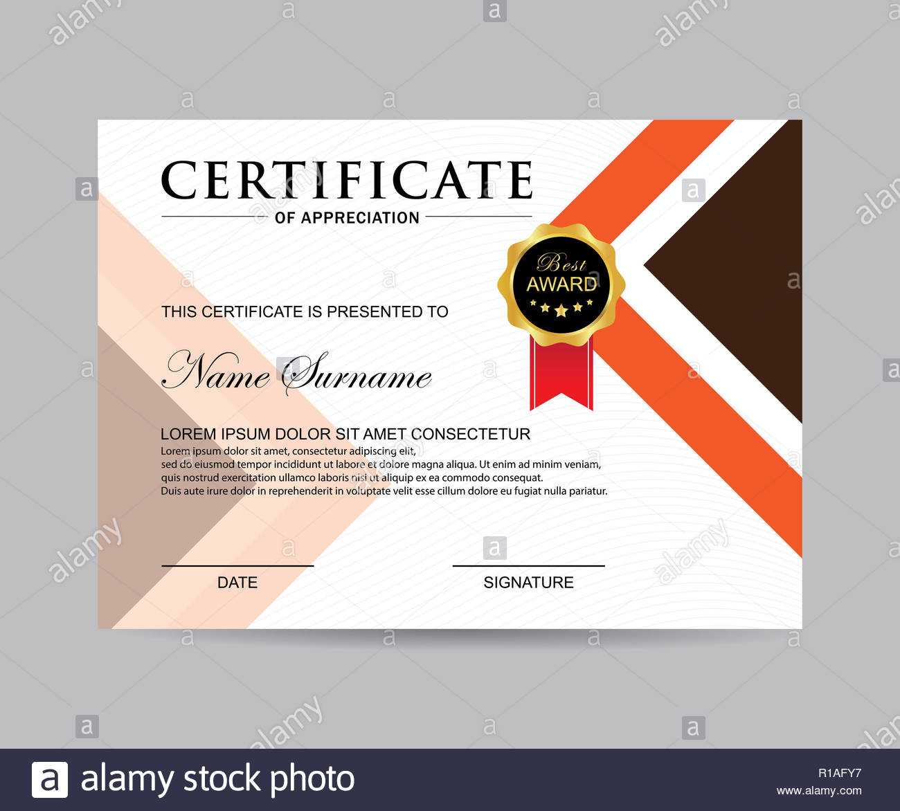 Modern Certificate Template And Background Stock Photo Inside Borderless Certificate Templates