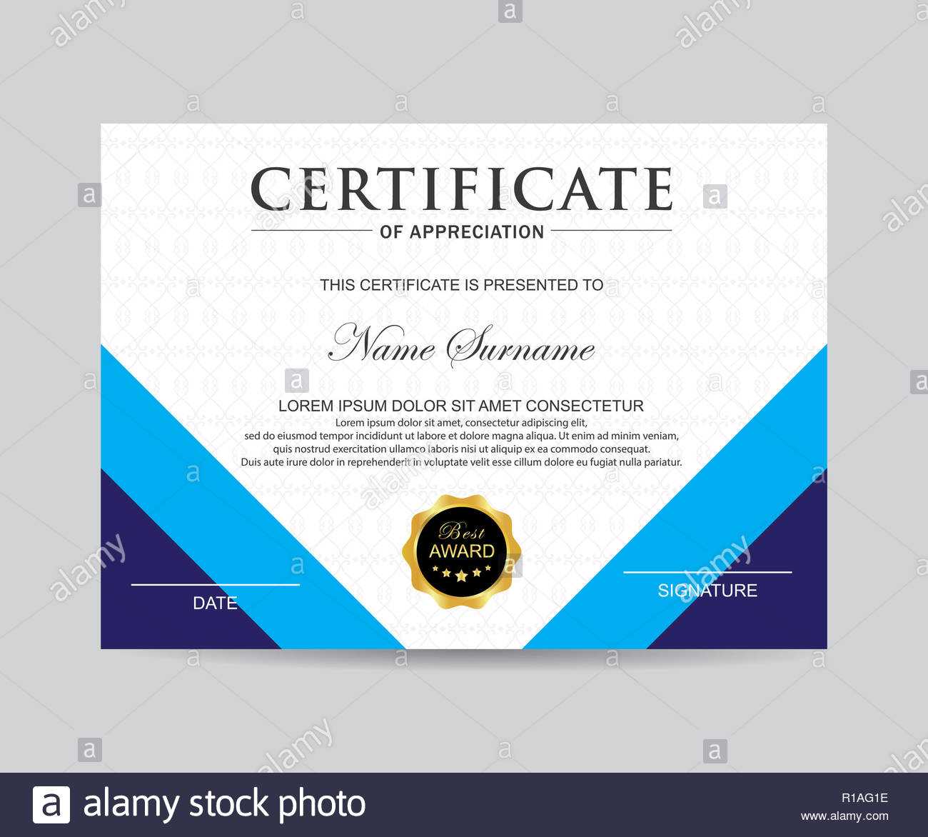 Modern Certificate Template And Background Stock Photo Intended For Borderless Certificate Templates