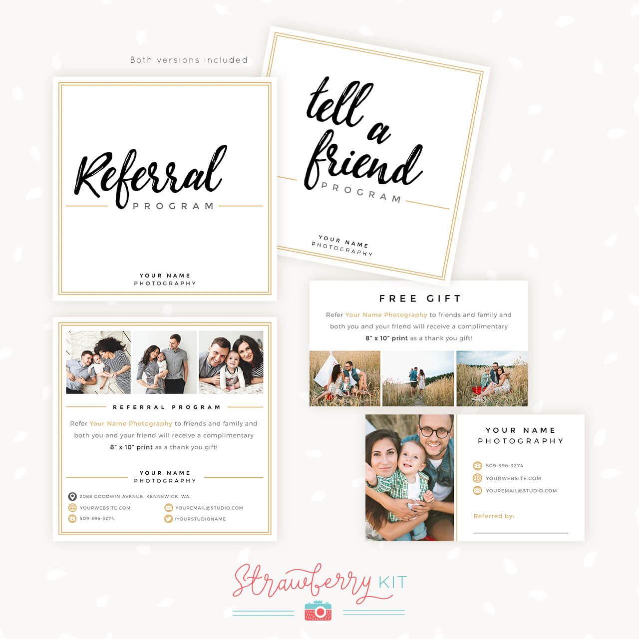 Modern Hand Lettering Referral Card Set – Strawberry Kit For Referral Card Template