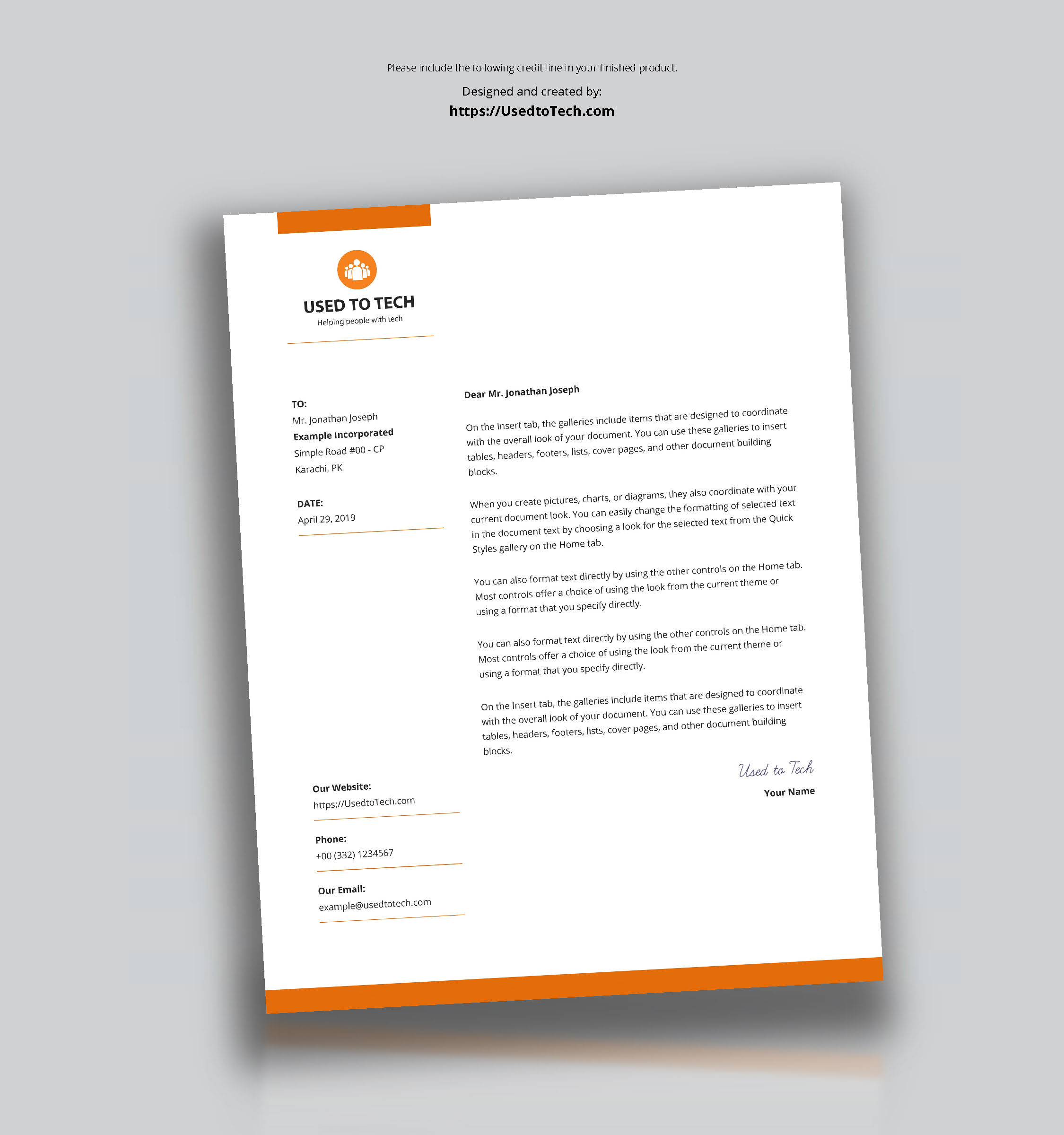 Modern Letterhead Template In Microsoft Word Free – Used To Tech Inside How To Create A Letterhead Template In Word