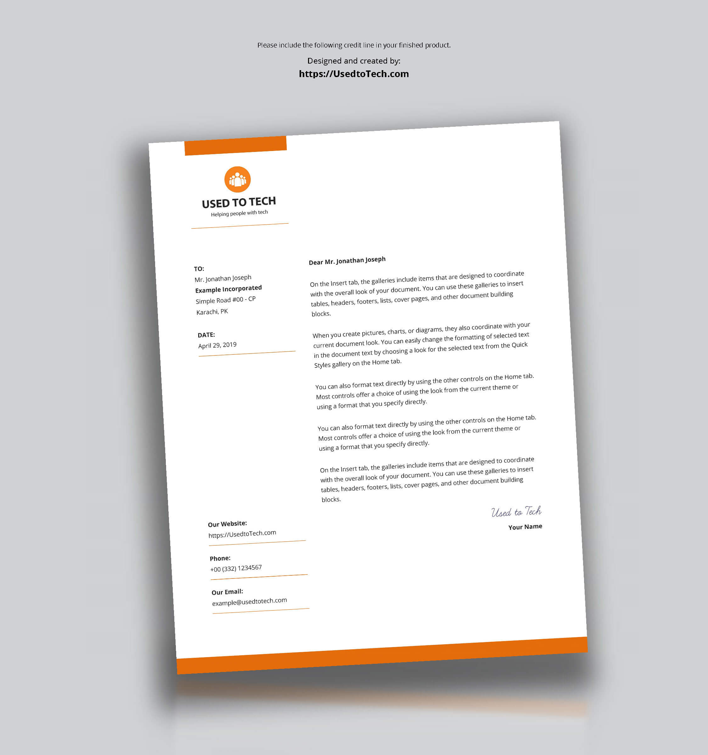 Modern Letterhead Template In Microsoft Word Free – Used To Tech With Regard To Word Stationery Template Free