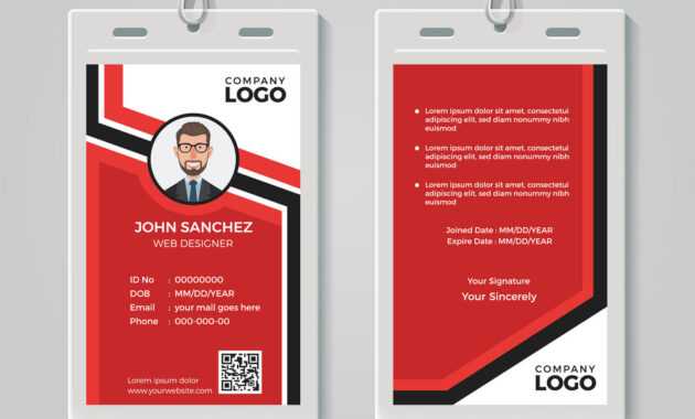 Modern Red Id Card Template intended for Id Card Template Ai