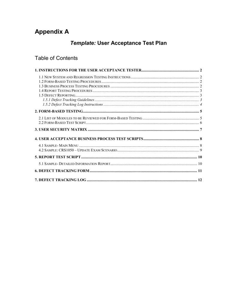 Moe Uat Template Throughout Acceptance Test Report Template