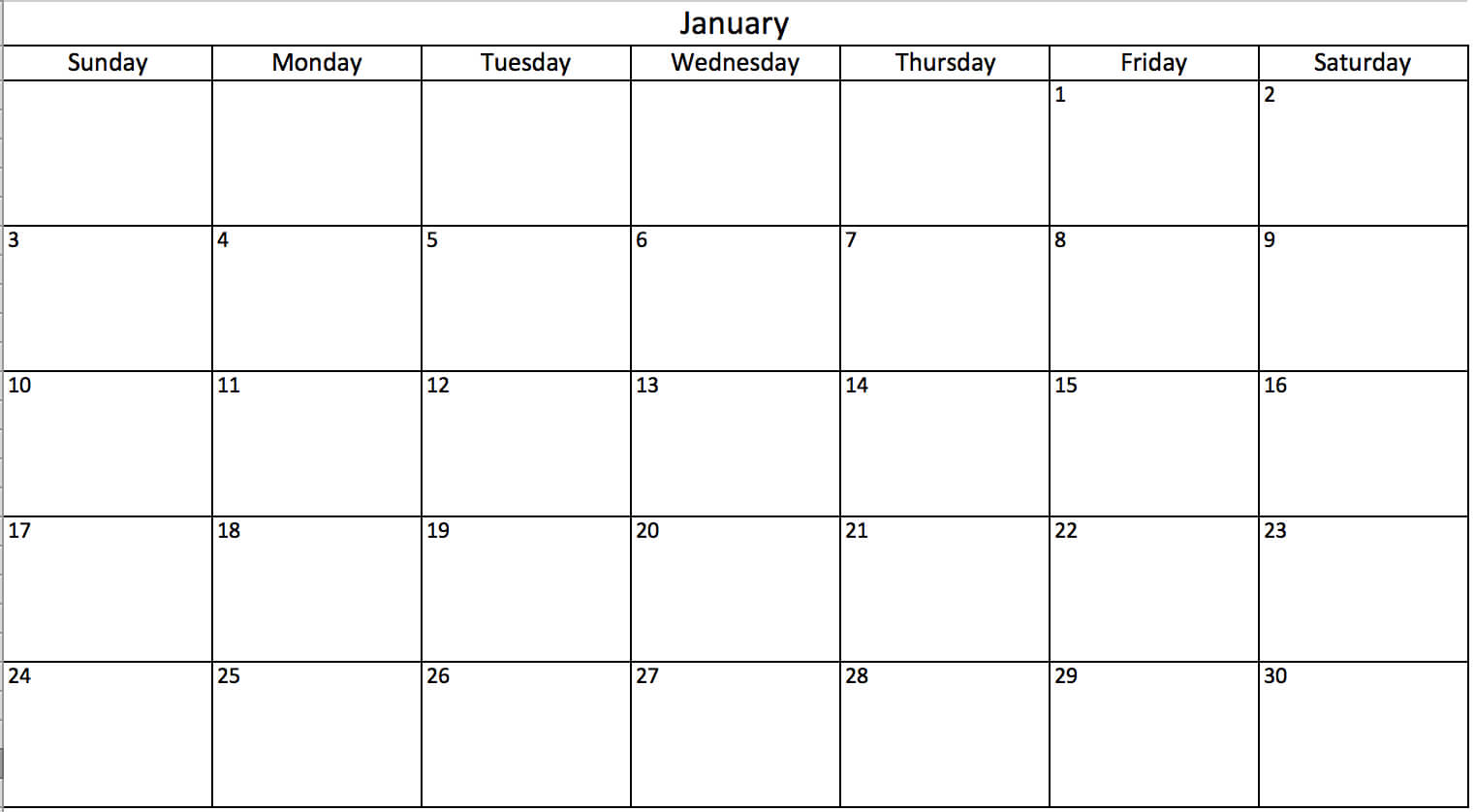 Monthly Calendar Excel – Printable Month Calendar Regarding Blank One Month Calendar Template