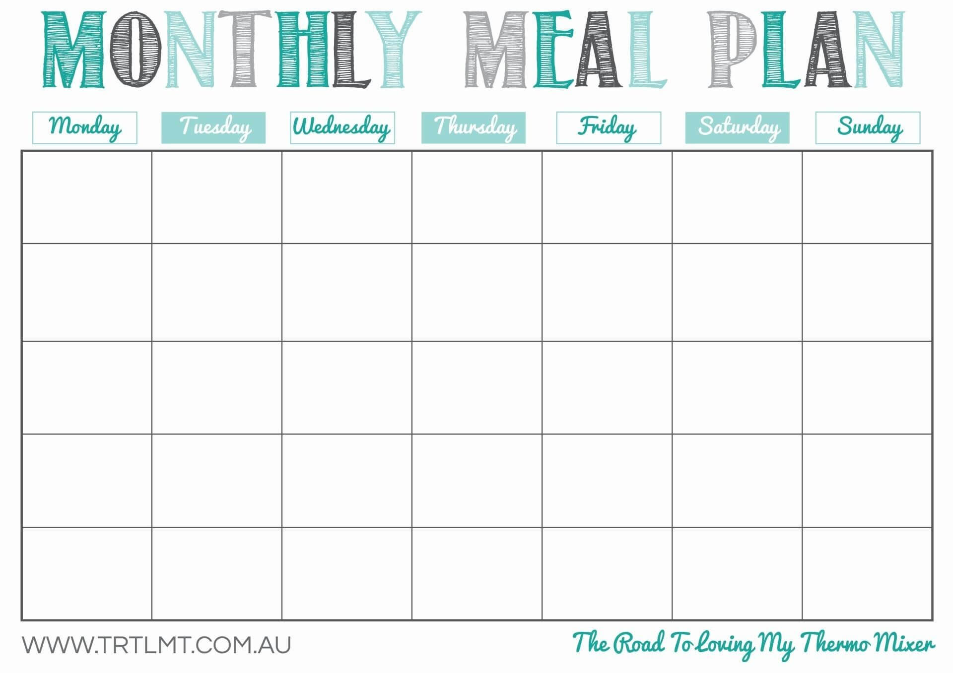 Monthly Meal Plan Template Printable. Undated So You Can Use Intended For Blank Meal Plan Template