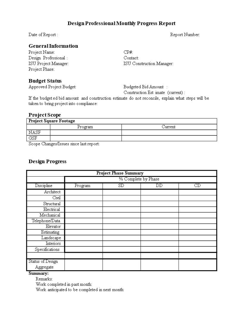 Monthly Progress Report In Word | Templates At Regarding Progress Report Template For Construction Project