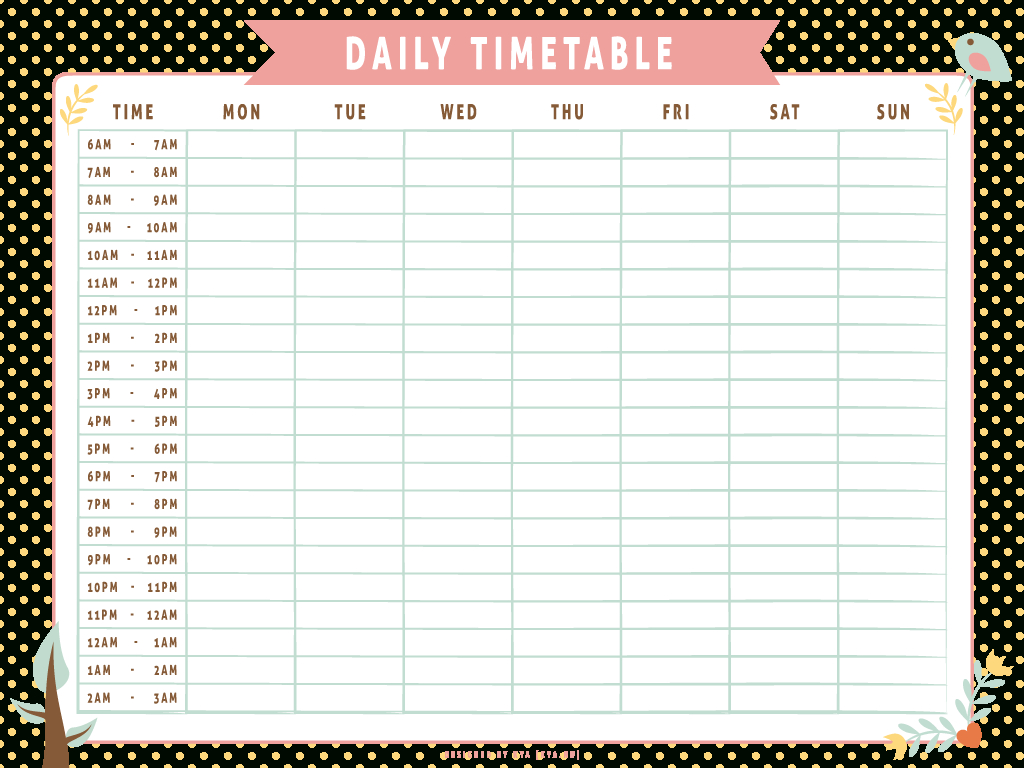 Monthly Work Schedule Time Table Template Word – Free For Blank Monthly Work Schedule Template