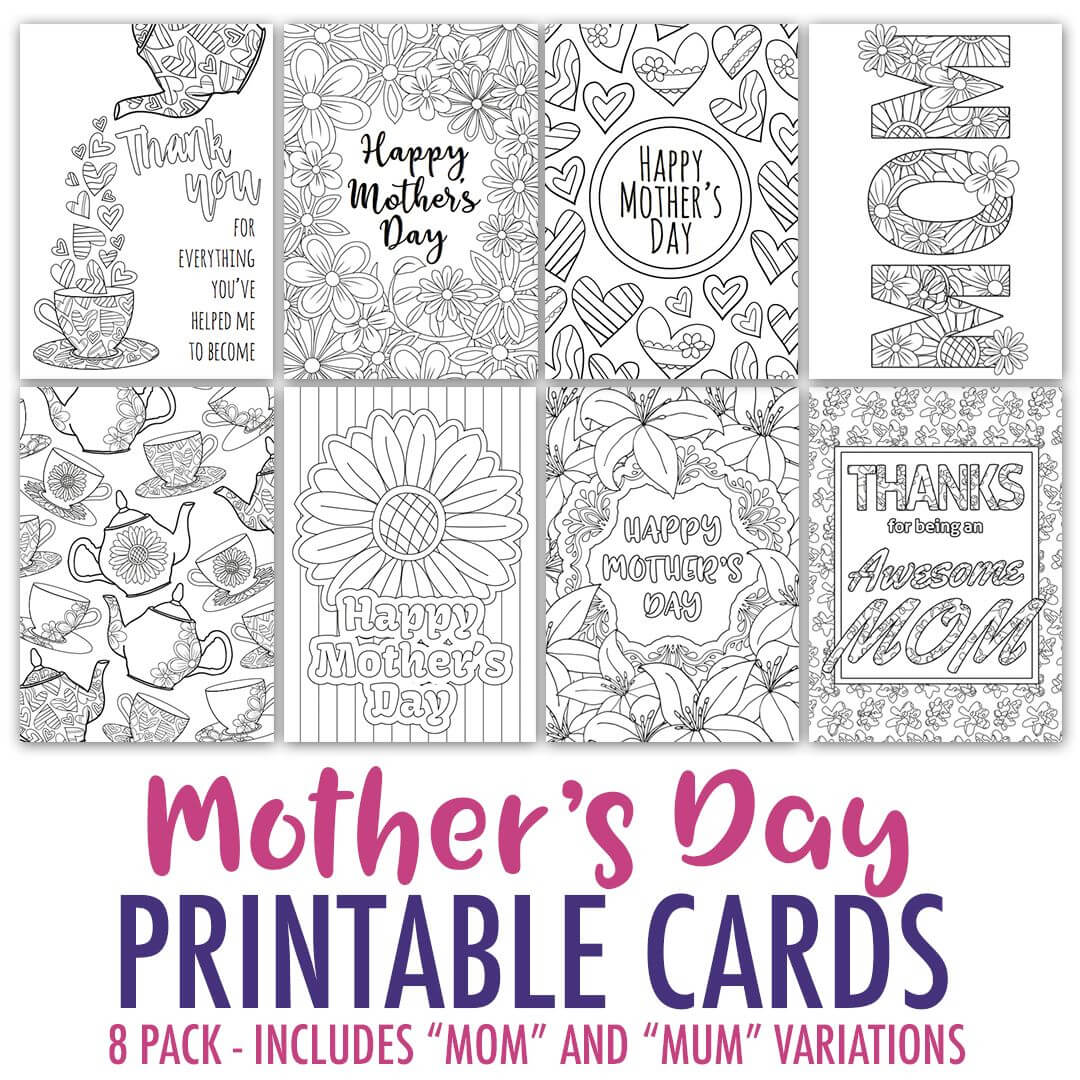Mother's Day Coloring Cards | 8 Pack | Mothers Day Card Within Mothers Day Card Templates