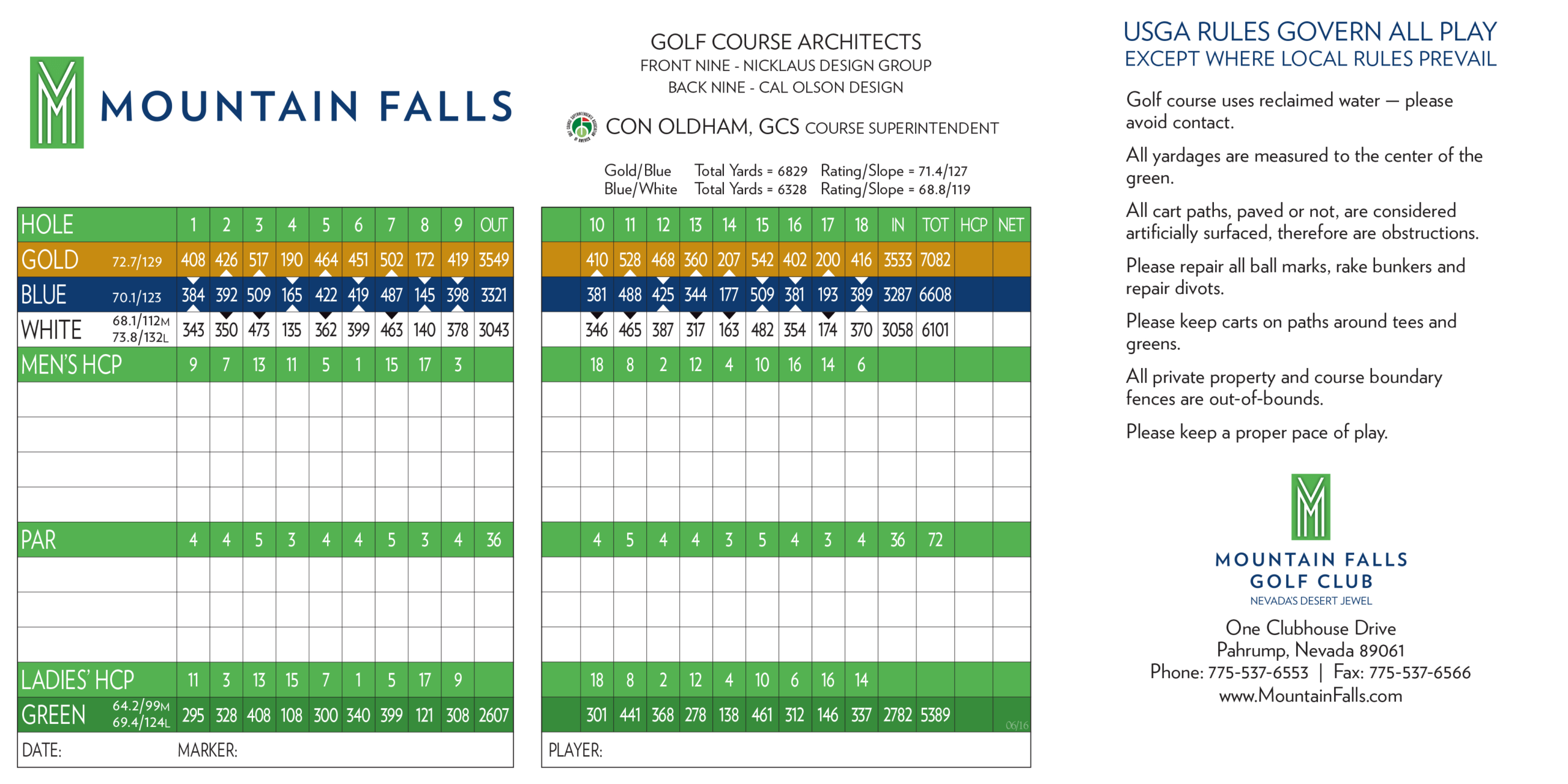 Mountain Falls Scorecard – Elite Golf Management Inside Golf Score Cards Template