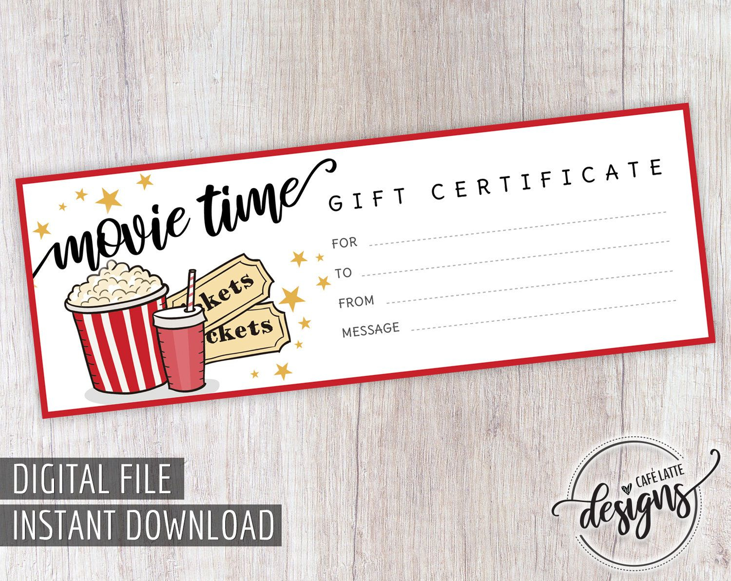 Movie Gift Certificate, Birthday Gift Certificate Printable With Movie Gift Certificate Template