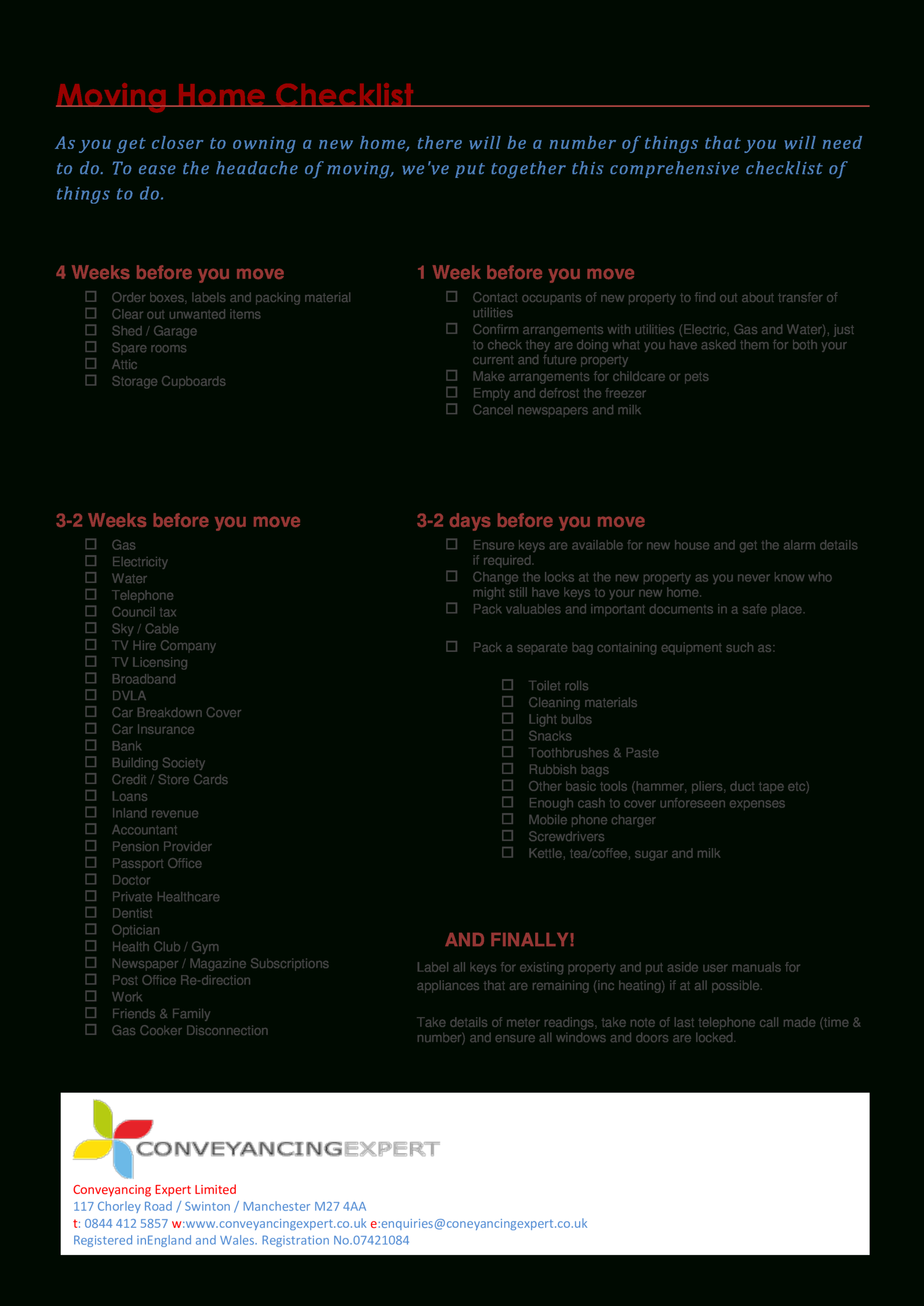 Moving Home Checklist | Templates At Allbusinesstemplates Regarding Moving Home Cards Template
