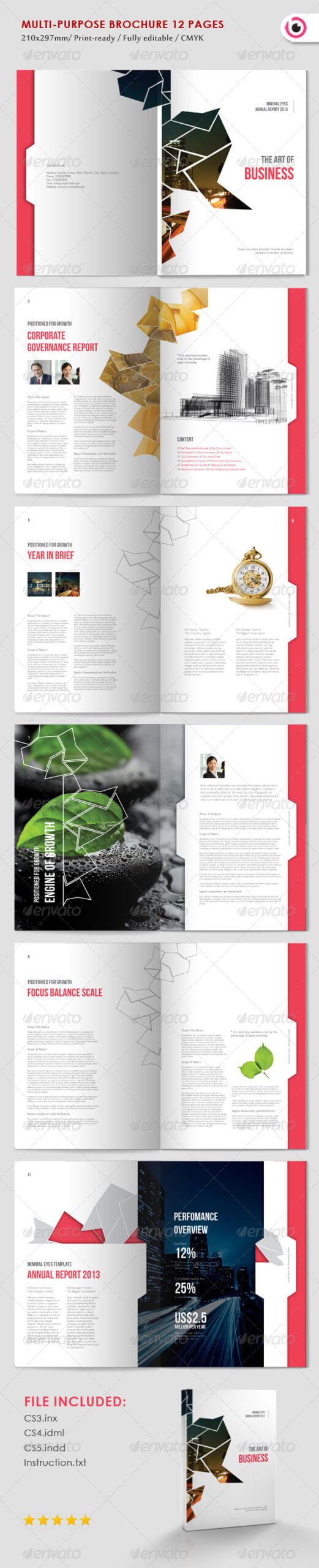 Multipurpose Abstract Brochure #graphicriver 12 Pages With 12 Page Brochure Template