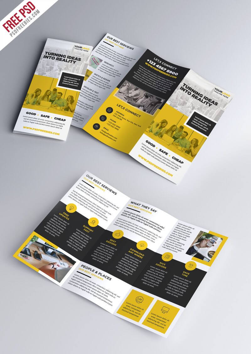 Multipurpose Tri Fold Brochure Psd Template | Pamphlet Regarding Brochure Psd Template 3 Fold