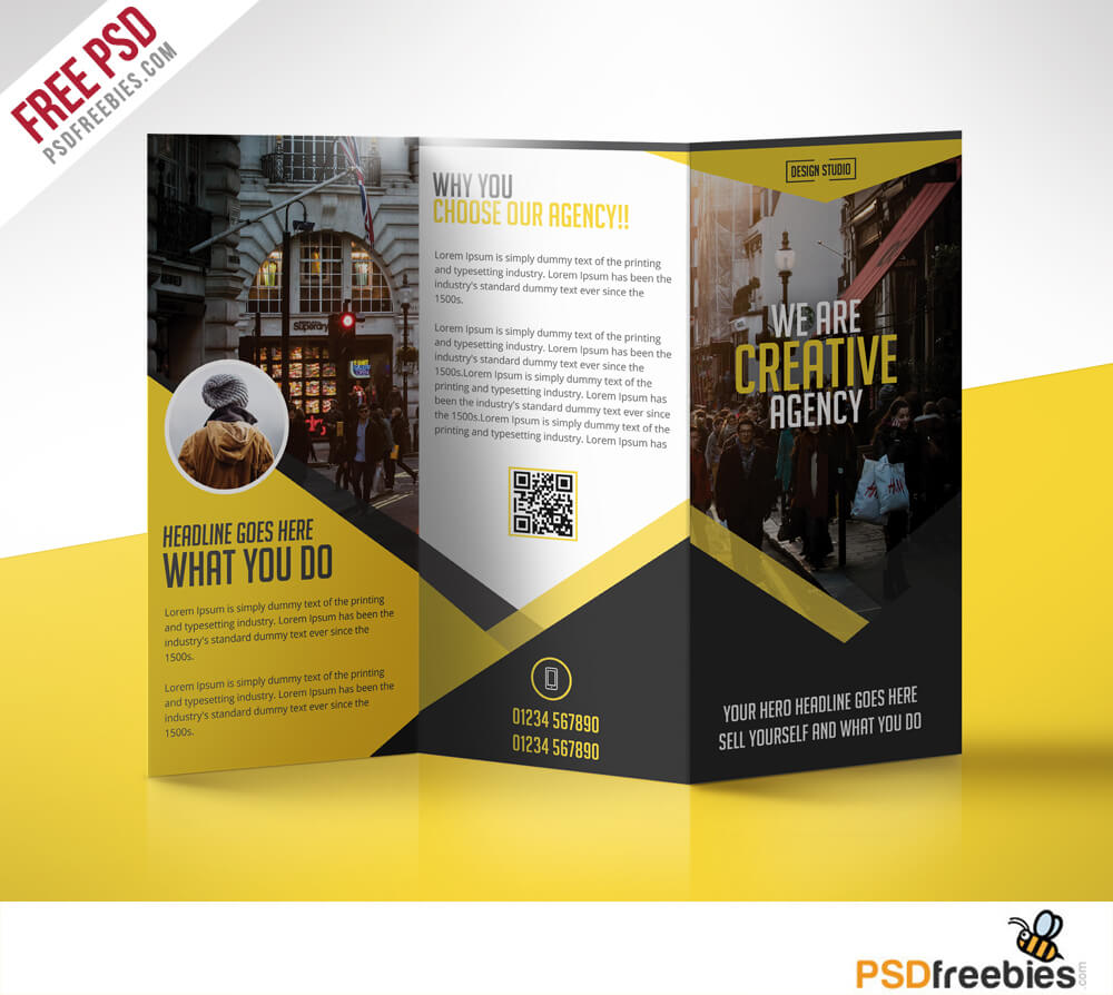 Multipurpose Trifold Business Brochure Free Psd Template For Free Tri Fold Business Brochure Templates