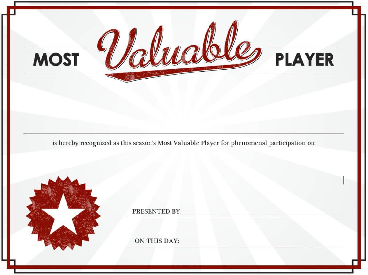 Mvp Certificate – Ironi.celikdemirsan Inside Softball Certificate Templates Free