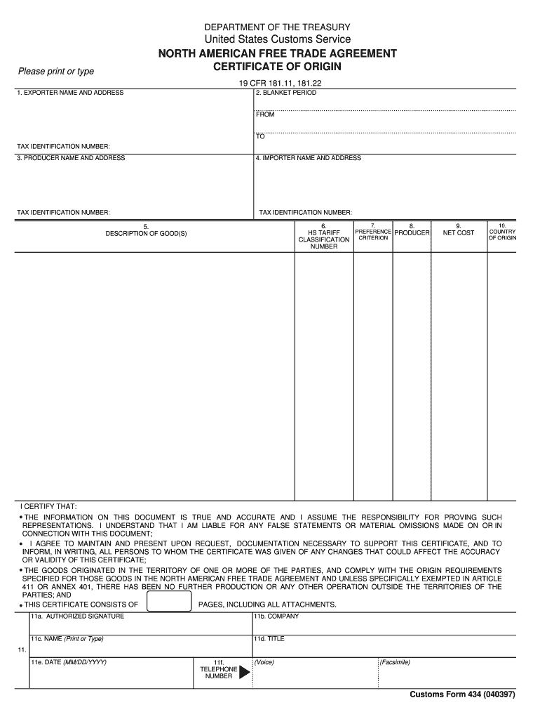 Nafta Certificate Of Origin - Fill Online, Printable Within Nafta Certificate Template