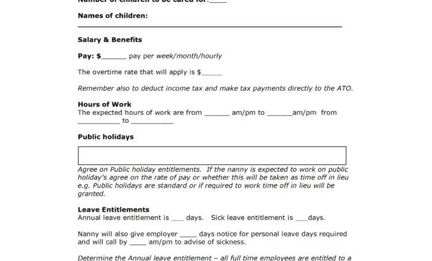 Nanny Contract Template regarding Nanny Contract Template Word