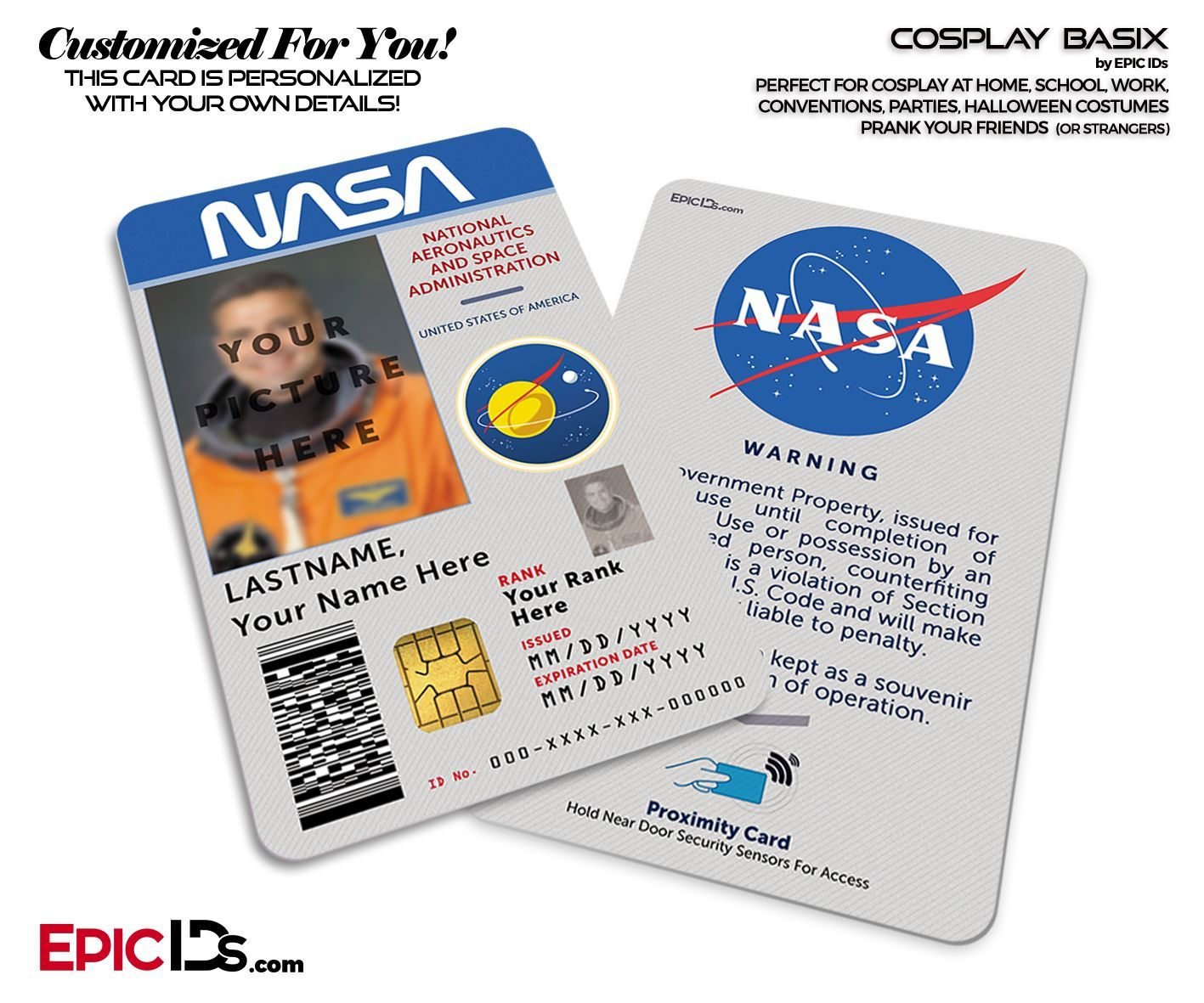 Nasa Astronaut Themed Cosplay Access Id Badge | Nasa, Id Inside Faculty Id Card Template