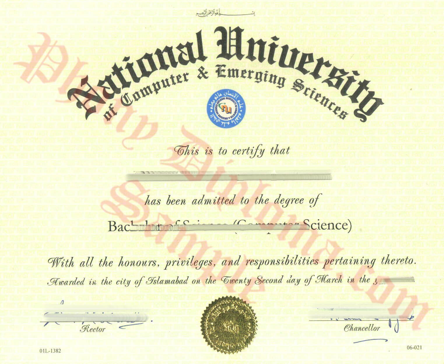 National University Of Computer & Emerging Sciences Saudi Pertaining To Fake Diploma Certificate Template