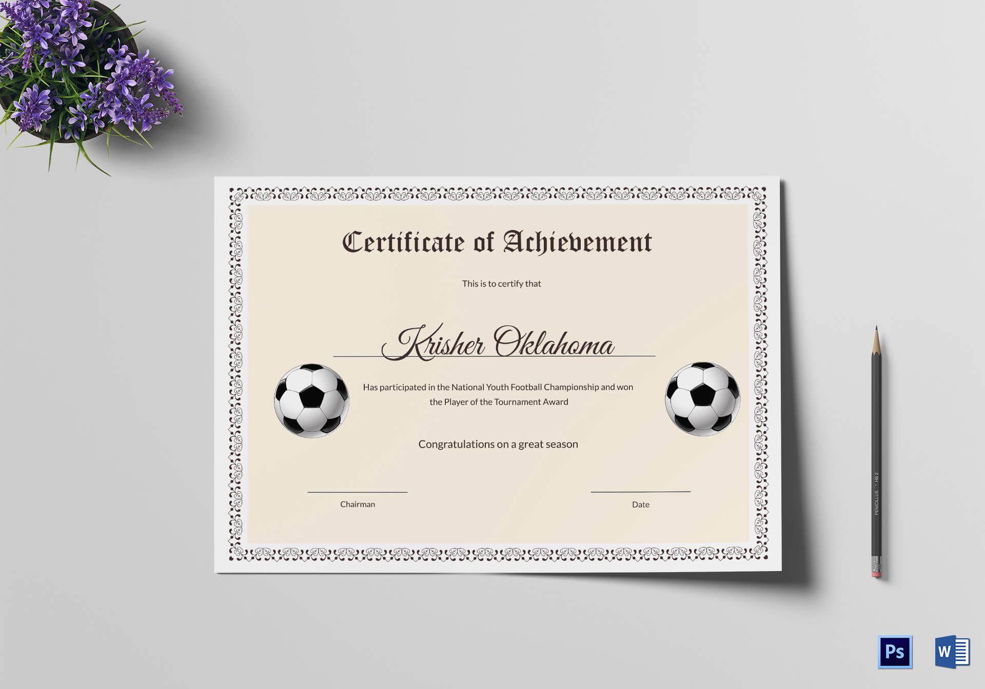 National Youth Football Certificate Template Regarding Football Certificate Template
