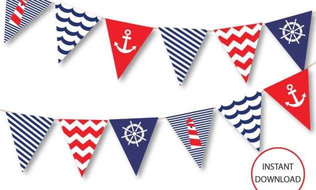 Nautical Banner, Printable Banner, Nautical, Diy Party, Navy in Nautical Banner Template