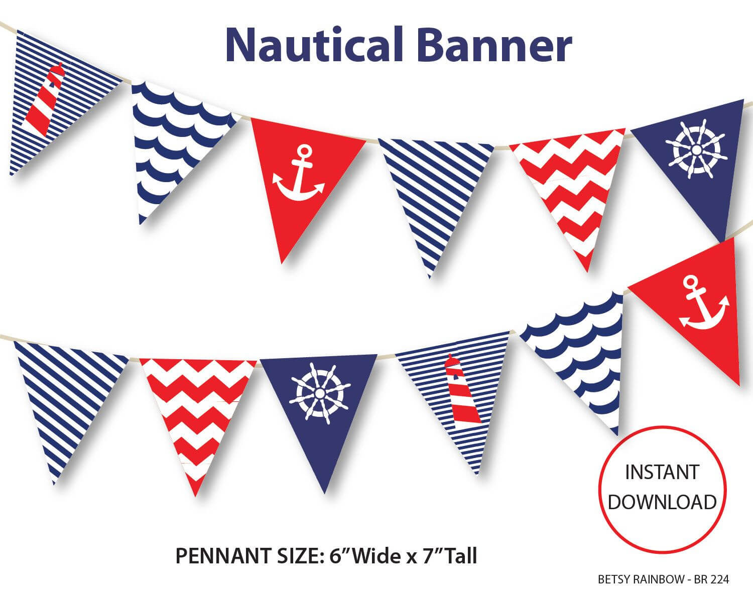 Nautical Banner, Printable Banner, Nautical, Diy Party, Navy In Nautical Banner Template