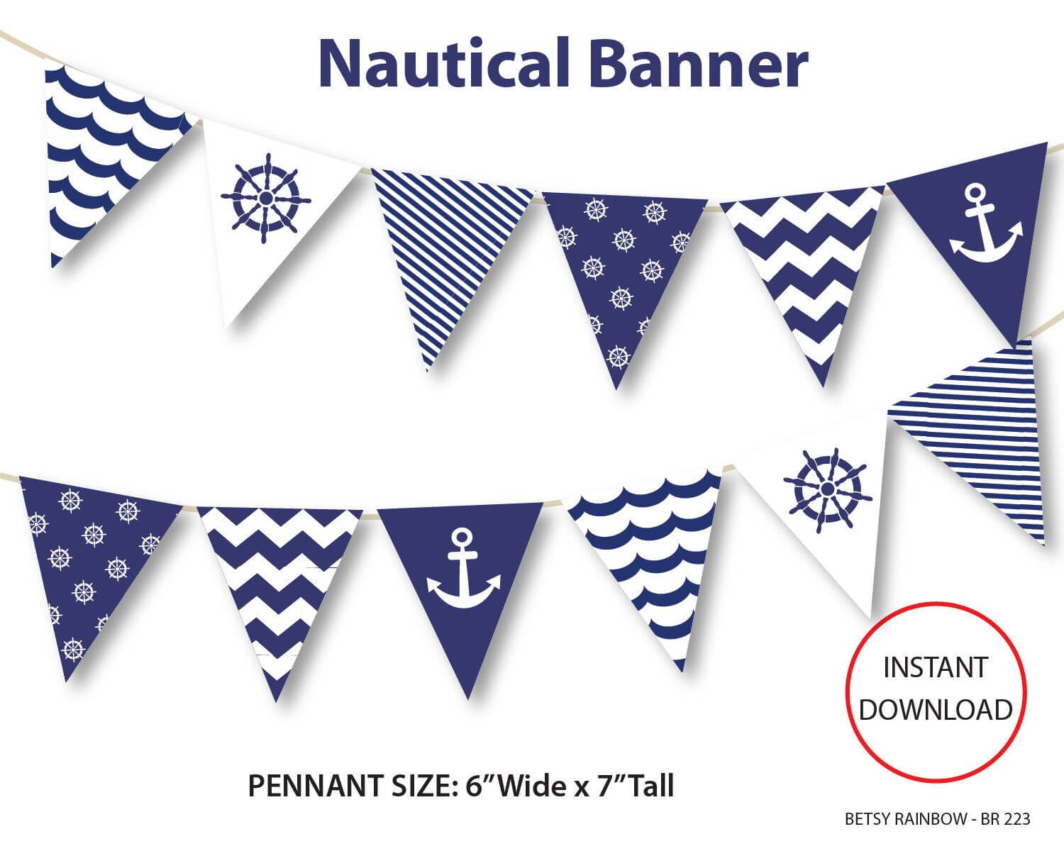 Nautical Banner, Printable Banner, Nautical, Diy Party, Navy Throughout Nautical Banner Template