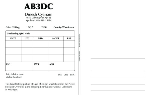 New Qsl Cards Design – Ab3Dc's Ham Radio Blog with Qsl Card Template
