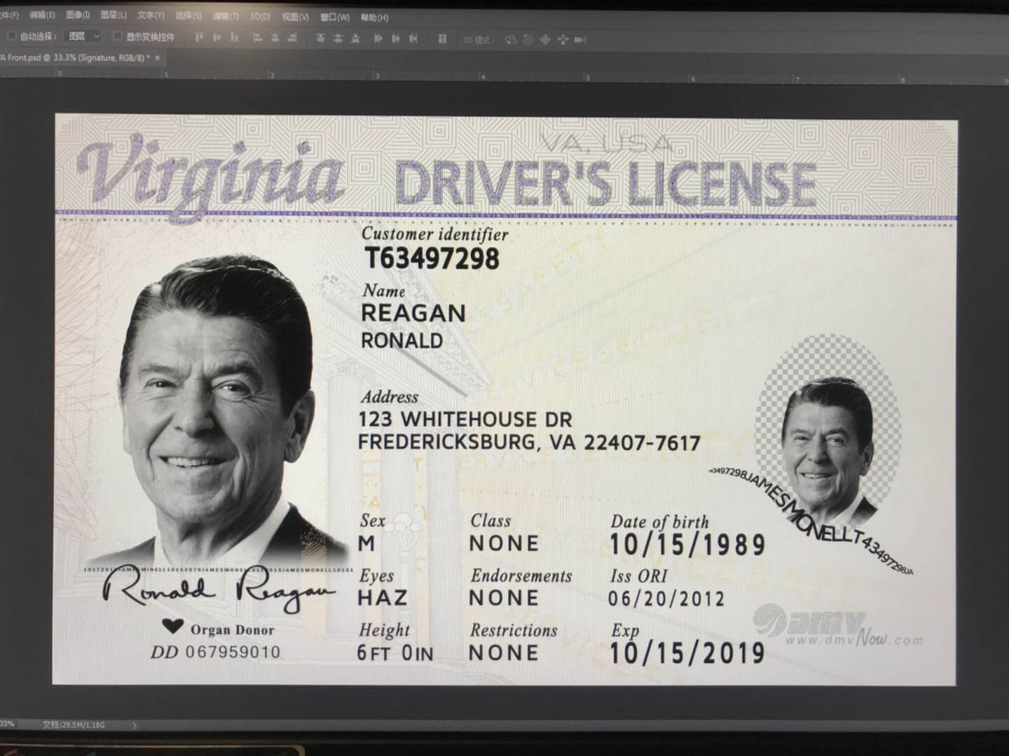 New Virginia Card With Uv Va Id Card Template With Transparent Ghost Va Id  Dl For Florida Id Card Template