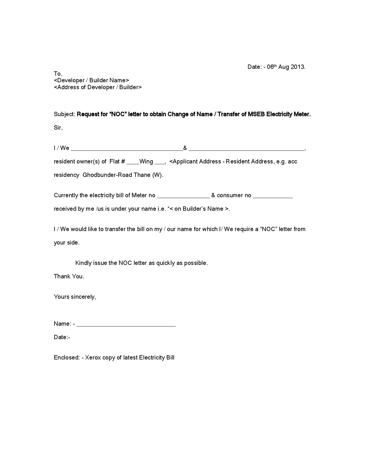 Noc Letter Format To Society Copy Letter Format Noc Request With Regard To Noc Report Template