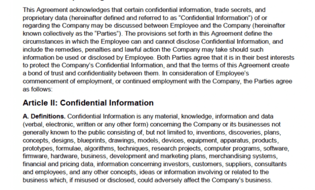 Non-Disclosure Agreement (Nda) Template – Sample for Nda Template Word Document