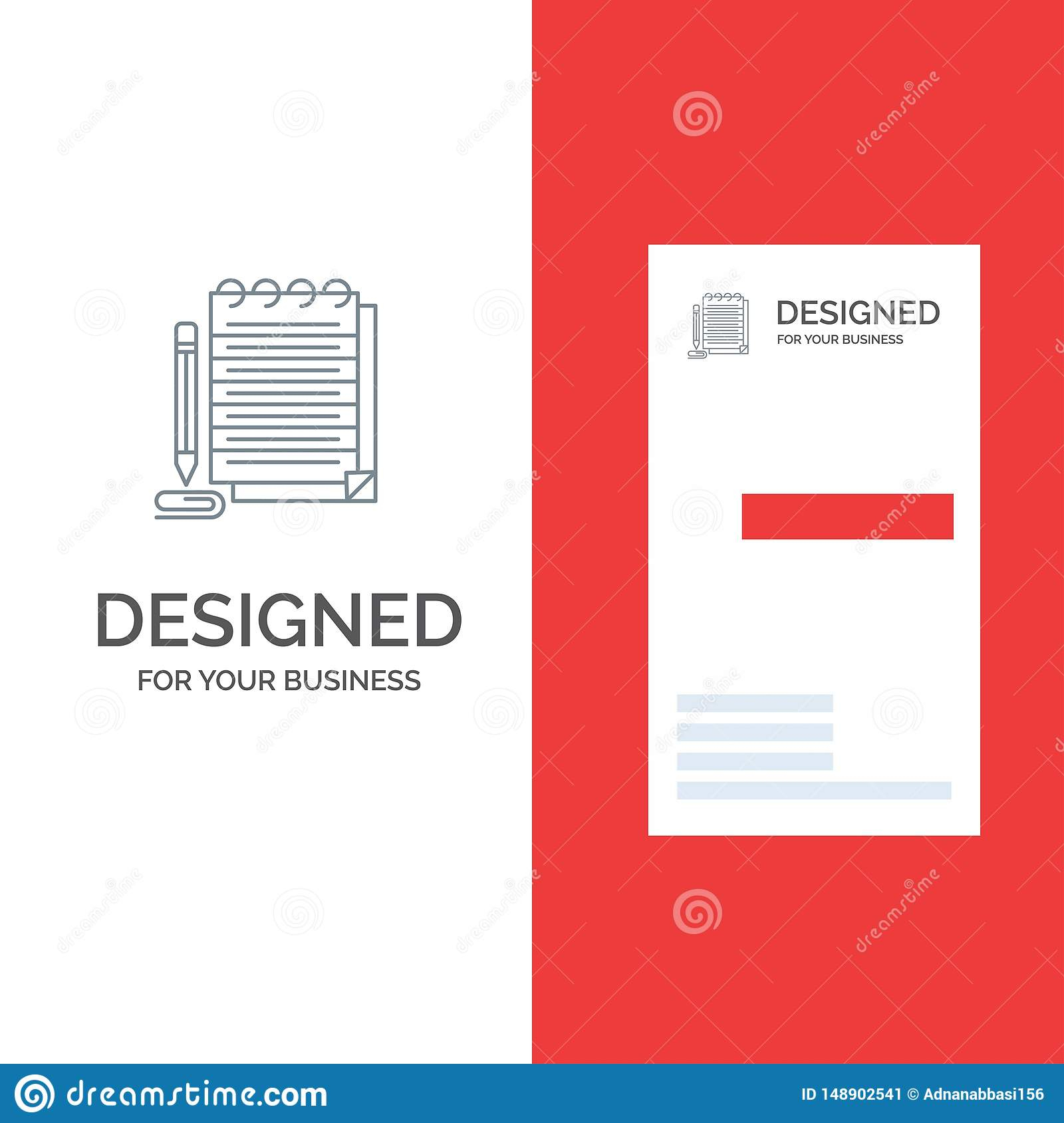 Notepad, Notebook, Pad, Novel Grey Logo Design And Business In Library Catalog Card Template
