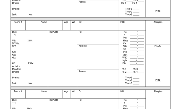 Nursing Report Sheets Nurses Templates | Nurse Report Sheet in Nurse Report Template